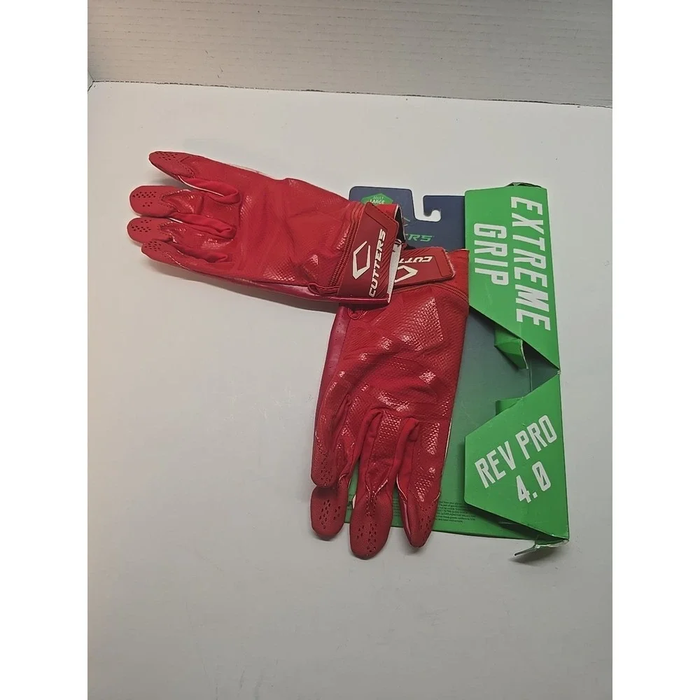 Cutters Adult Rev Pro 4.0 Extreme Grip Receiver Gloves‎ Solid Red Size Large